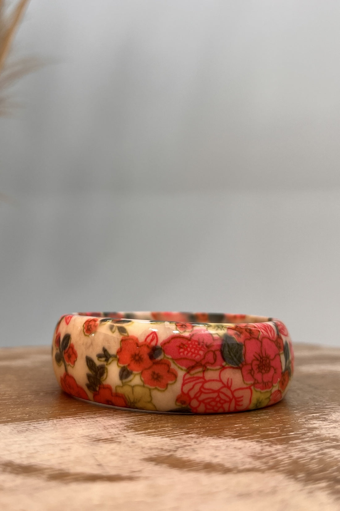 Pulseira Bracelete Estampa Floral Bege Yacamim #273