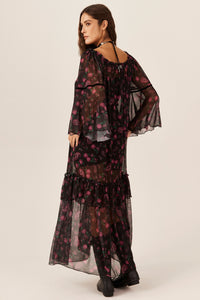 Vestido Longo Ciganinha Tule Paisley Yacamim E5