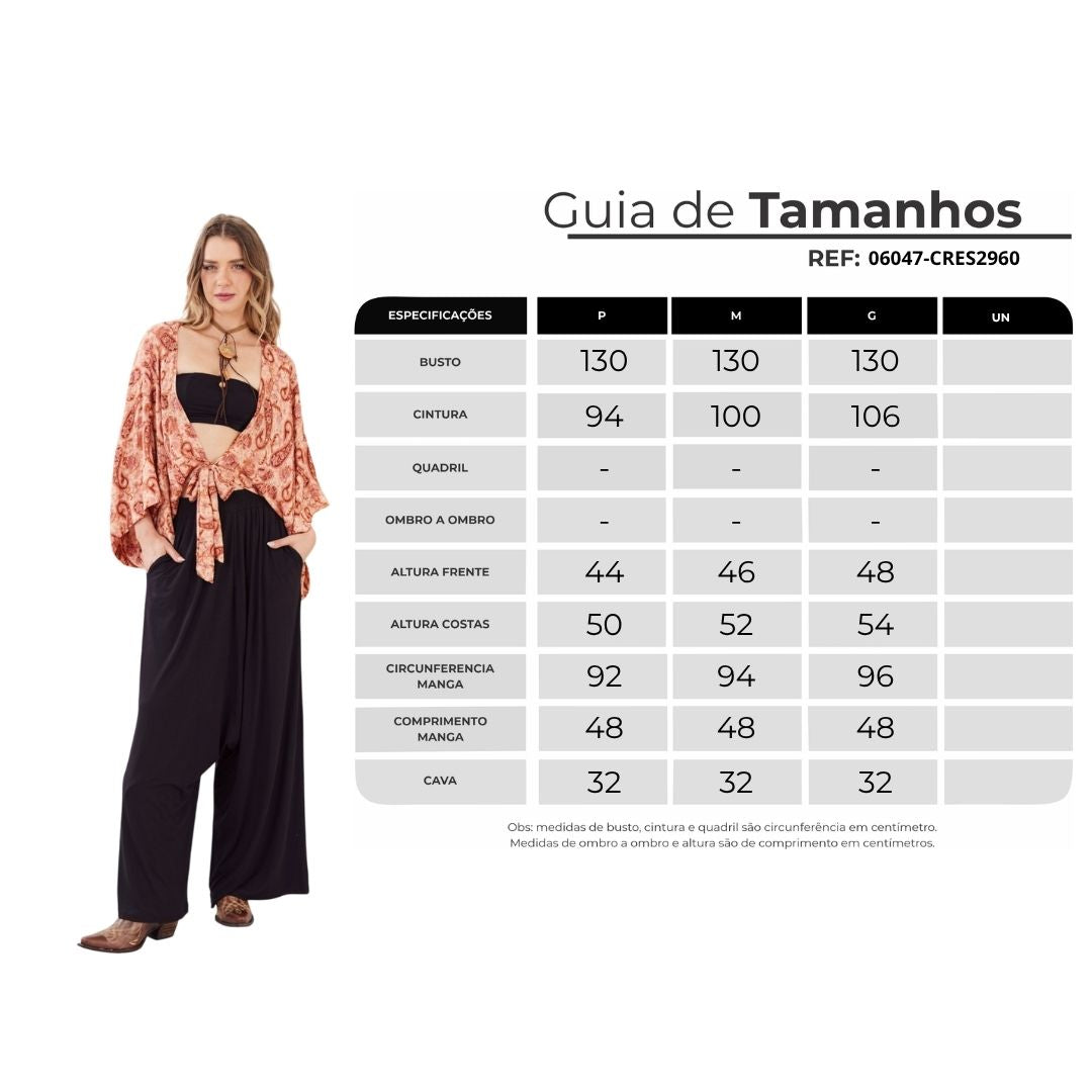 Bata Ampla Com Lurex Estampa Paisley Yacamim B23