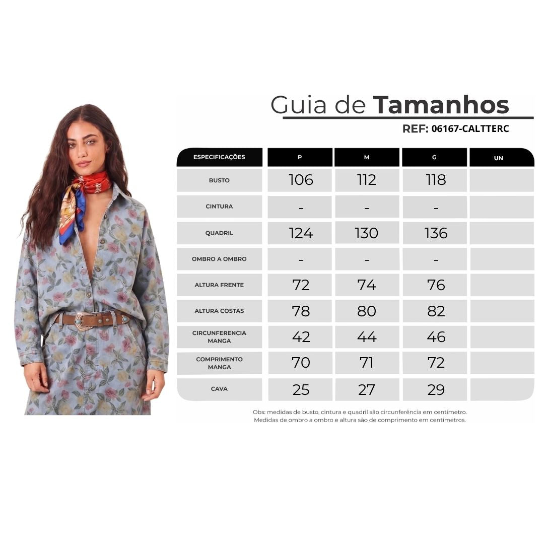 Casaco Jeans Com Botões Em Ouro Velho Azul Estampa Floral Yacamim A16