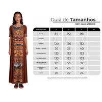 Vestido Longo Marrom Estampado Coleção Peru Yacamim K2