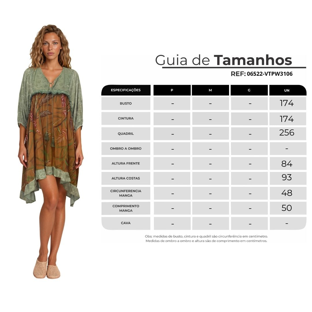 Vestido Curto Com Broderie Verde Patchwork Yacamim E5