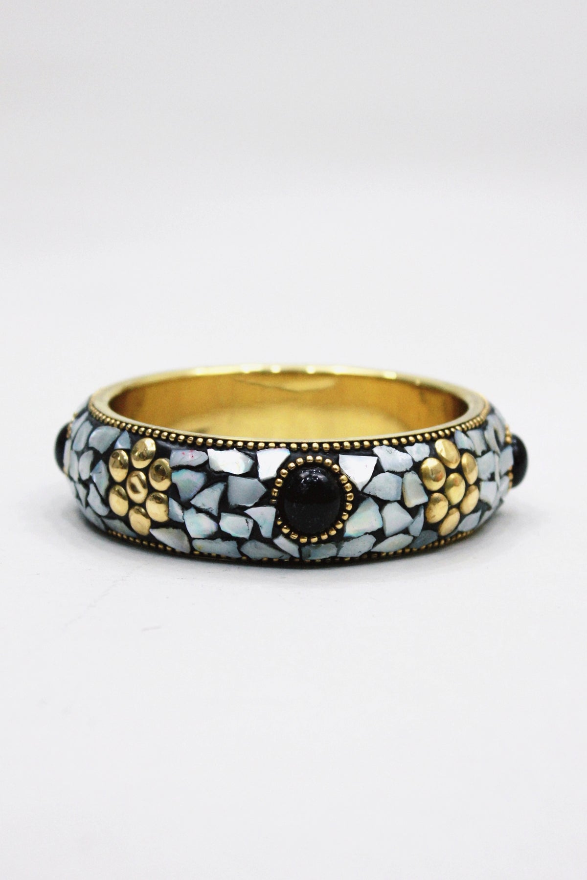 Pulseira Bracelete De Metal Com Pedras Yacamim #459
