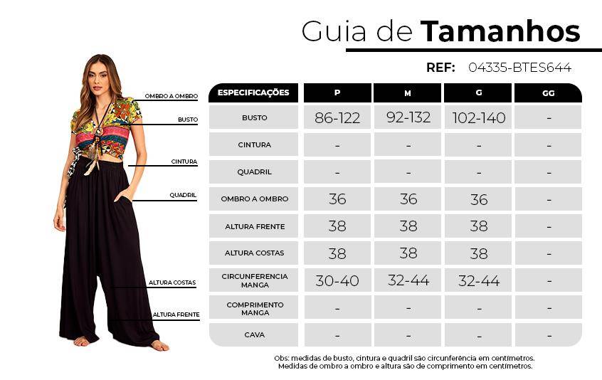 Cropped De Mangas Curtas Transpassado Amarelo Estampada Yacamim F12<br /><br />