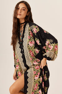 Chemise Longa Preto Estampado Yacamim L5