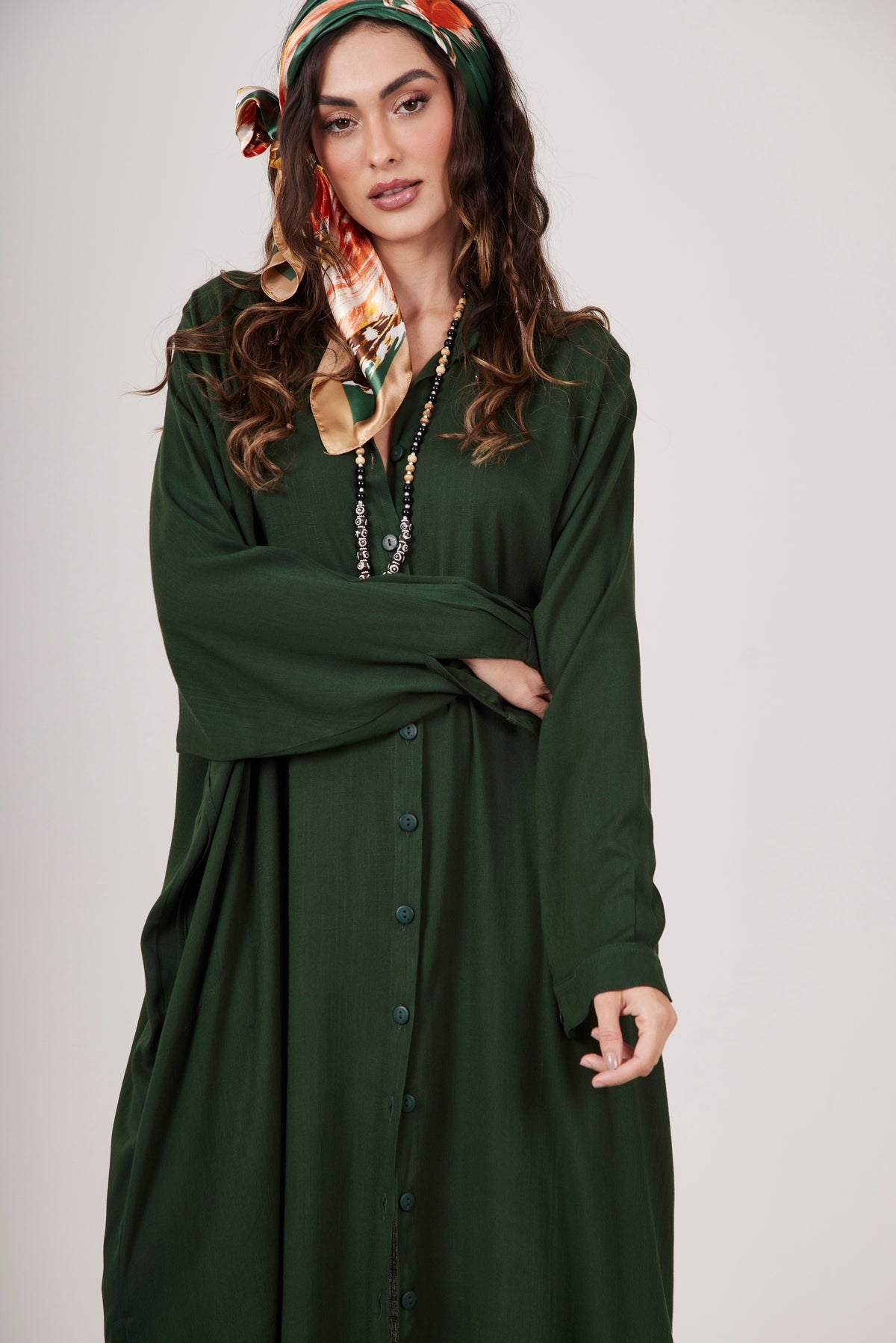 Chemise Longo Amplo Verde Escuro Yacamim N2
