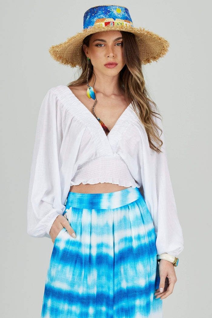 Bata Cropped Ombro A Ombro Branco Coleção Bahêa Yacamim Q2
