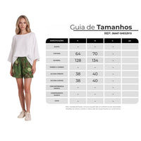 Shorts De Chita Com Flores Bordadas Verde Estampado Yacamim T10