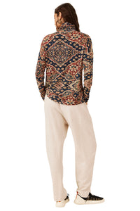 Calça De Alfaiataria De Viscolinho Bege Yacamim A10