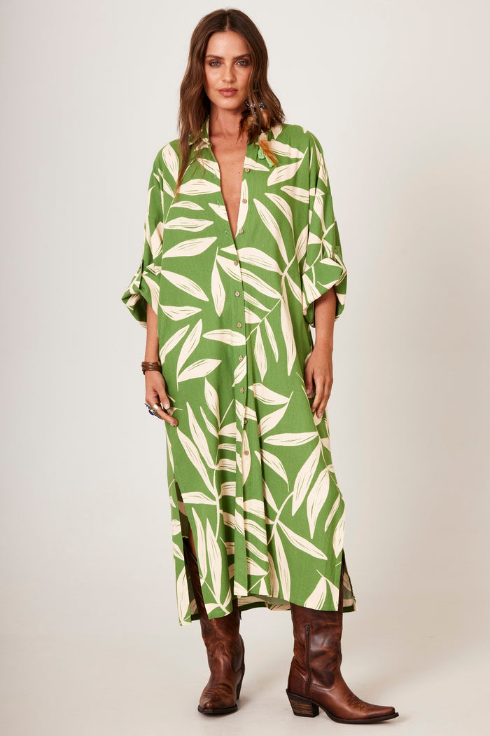 Chemise Midi Verde Estampado Yacamim P8