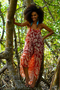 Vestido Longo Marrom Degradê Paisley Yacamim D3