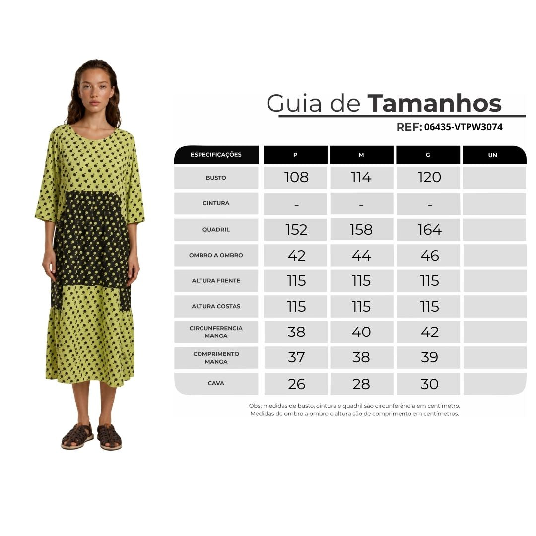 Vestido Patchwork Midi Com Recortes D17 - Poá