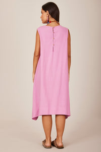 Vestido Curto De Linho Regata Lilás Yacamim C8 Liso