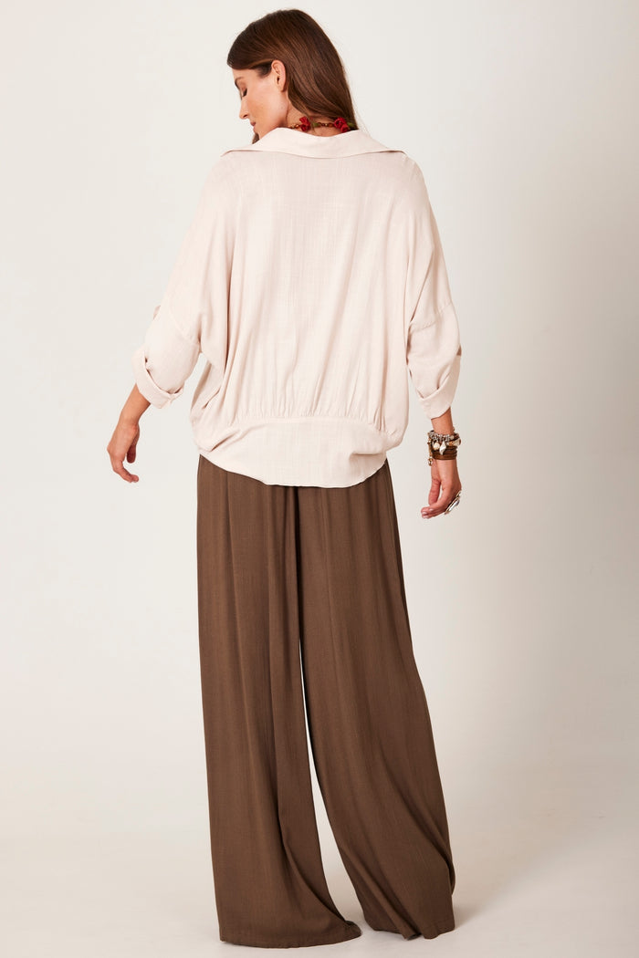Calça Pantalona Verde Musgo Yacamim I10 Liso