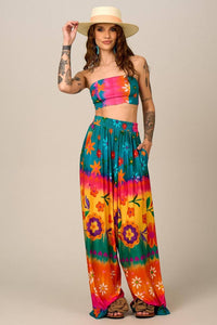 Calça Saruel Pantalona Colorida Estampada Yacamim G4
