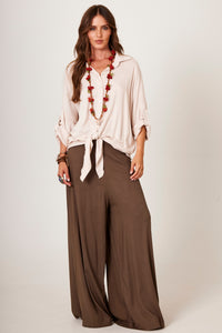 Calça Pantalona Verde Musgo Yacamim I10 Liso