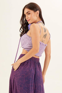 Top Faixa De Guipure Lilás Yacamim F11