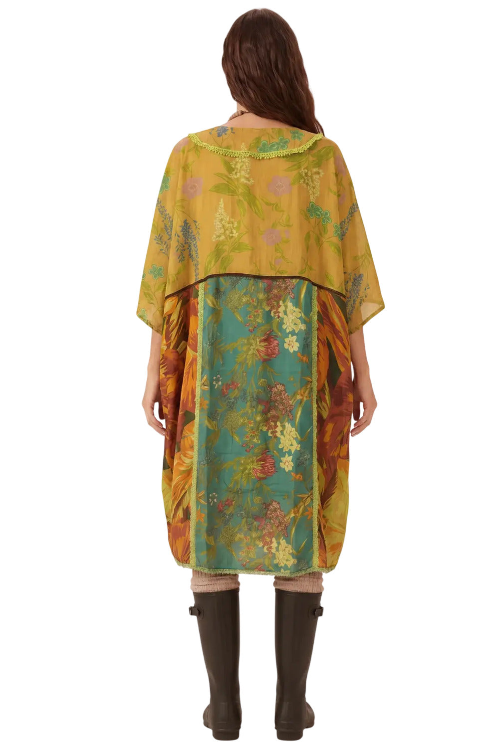 Kaftan Amplo Verde Patchwork Yacamim T7
