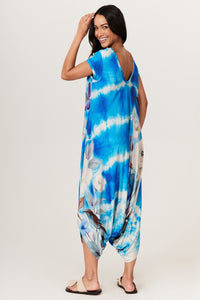 Macacão Saruel Azul Estampado Tie Dye Yacamim O6