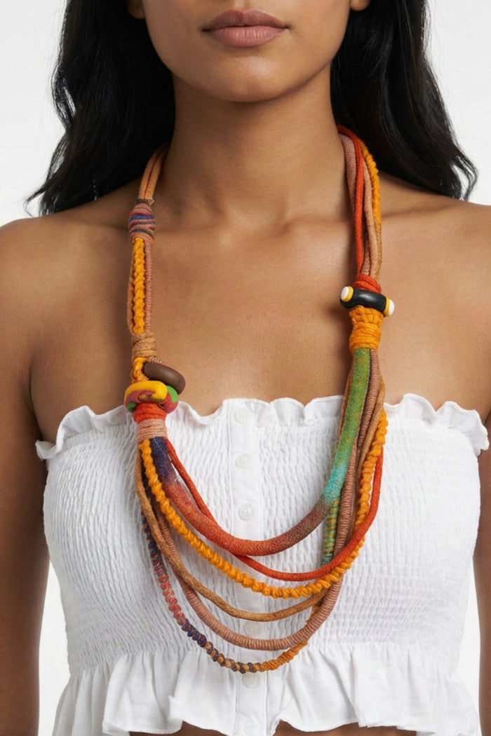 Colar Artesanal De Cordas Coloridas Yacamim #812