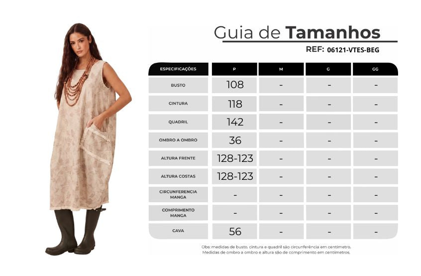 Vestido Regata Midi Com Bolsão Bege Yacamim E17
