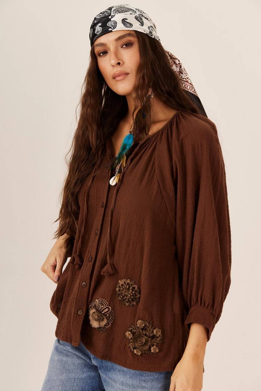 Camisa Gaze Marrakesh Marrom Yacamim S8