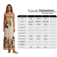 Vestido Longo Com Decote Cortininha Bege Estampado Coleção Manacá Yacamim E20