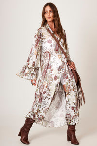 Chemise Longa Tule Branca Estampa Cashmere Yacamim M10