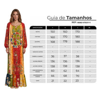 Vestido Longo Com Mangas Longas Colorido Estampado Coleção Manacá Yacamim C23