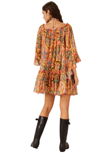 Vestido De Tule Estampa Paisley Yacamim C6