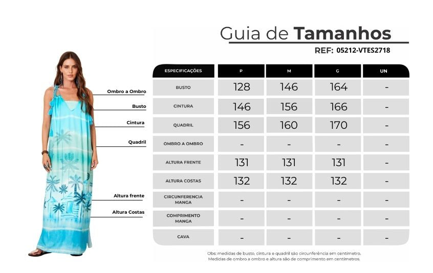 Vestido Longo Com Alças De Amarrar Azul Claro Estampa Tropical Yacamim D25