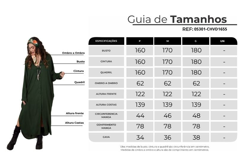 Chemise Longo Amplo Verde Escuro Yacamim N2