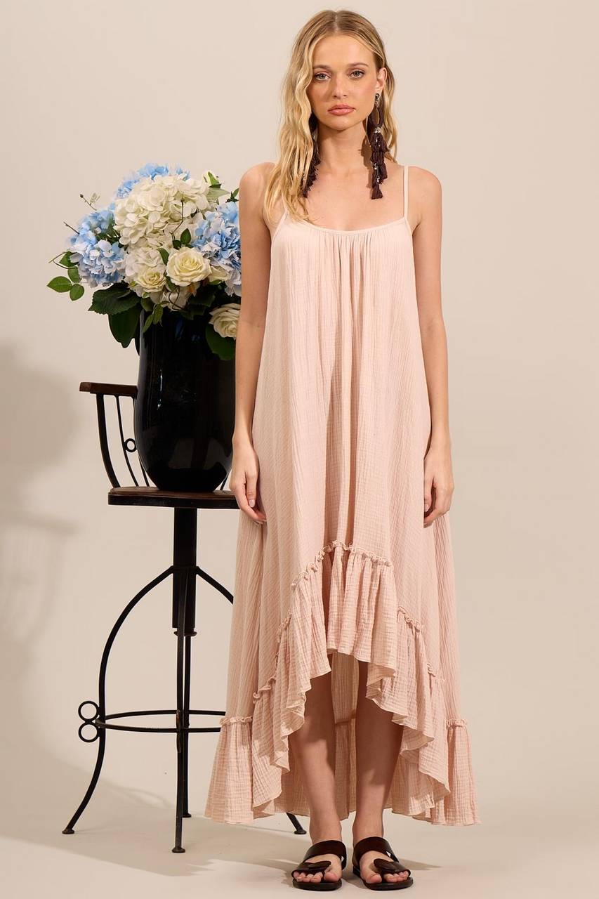Vestido Mullet Com Alças Reguláveis Bege Yacamim E8