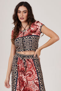 Blusa Cropped Estampa Paisley Yacamim A27