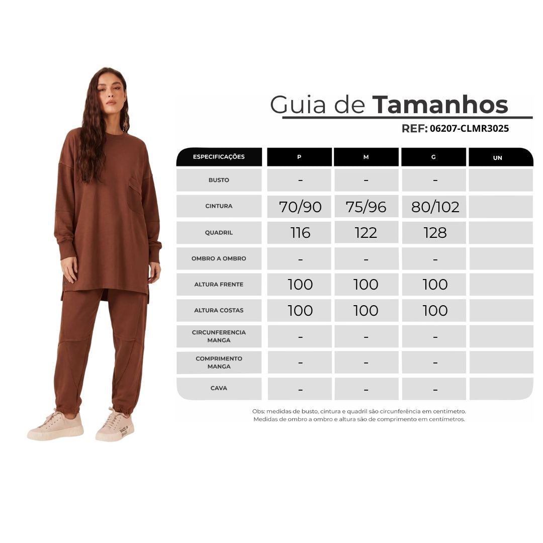 Calça De Moletom Com Punhos Marrom Yacamim A2