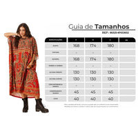 Kaftan Amplo Midi Vermelho Estampa paisley Yacamim J8