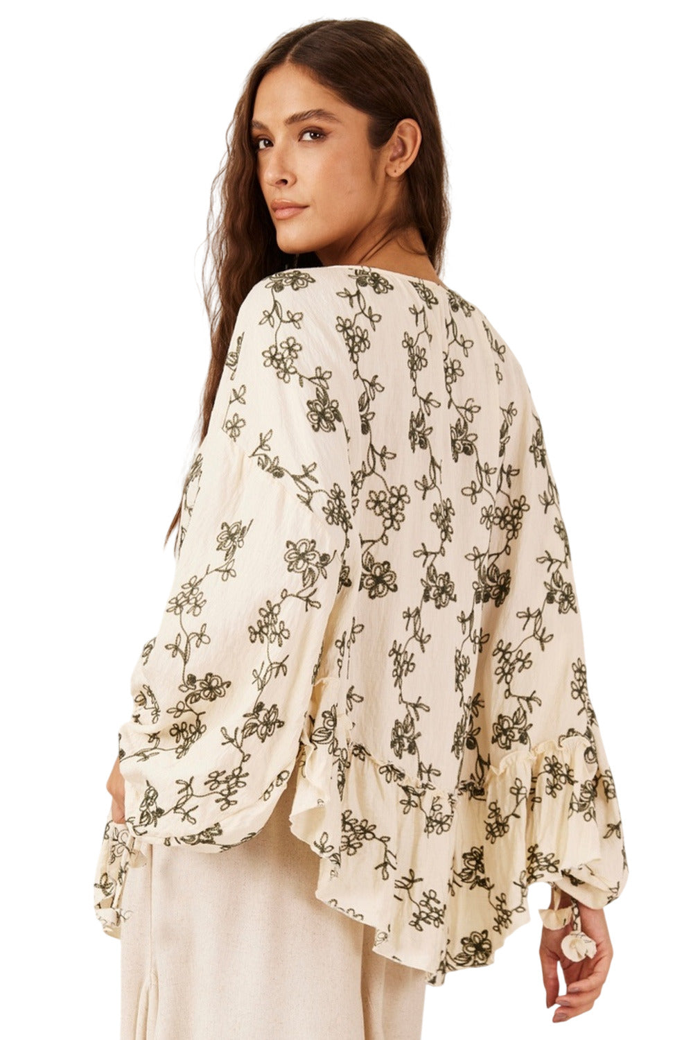 Bata Ampla Ombro A Ombro Off White Yacamim B10