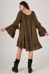 Vestido Curto Ombro A Ombro Verde Escuro Yacamim E23 Liso