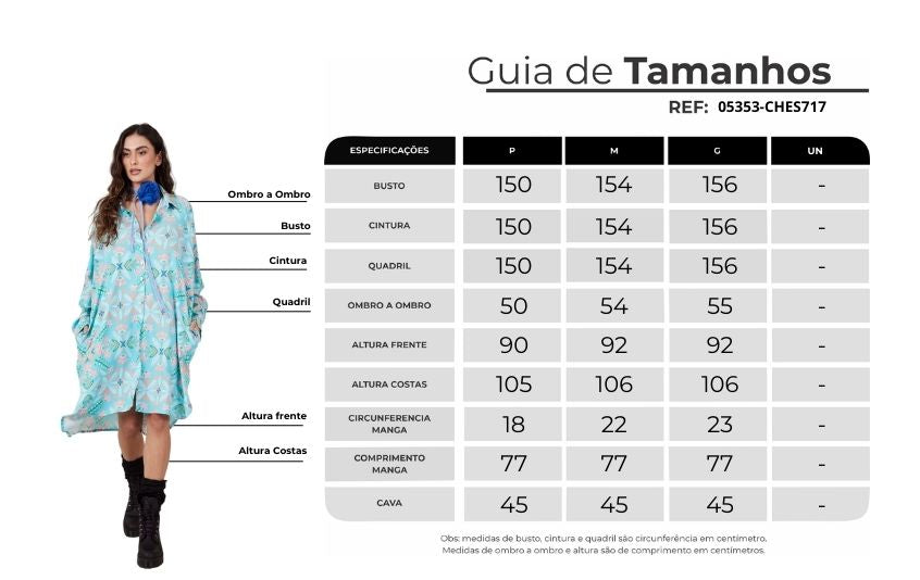 Chemise Amplo Azul Bebê Yacamim Estampado L7