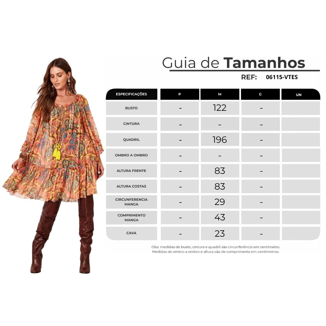 Vestido De Tule Estampa Paisley Yacamim E18