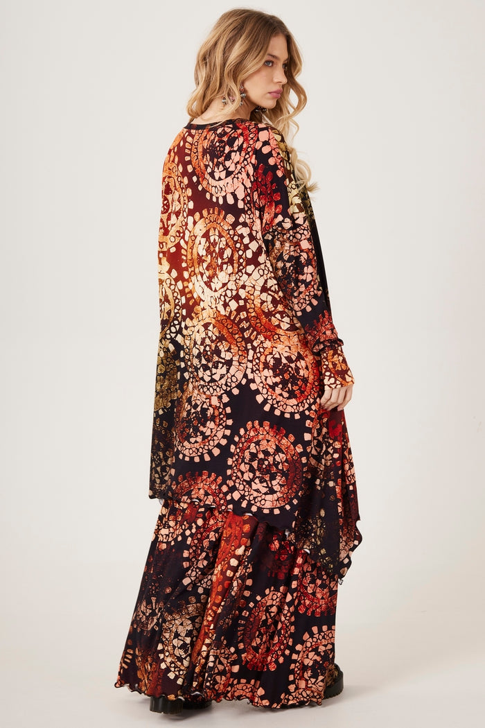 Vestido Curto Com Pontas Laterais Estampa Digital De Batik Yacamim D2