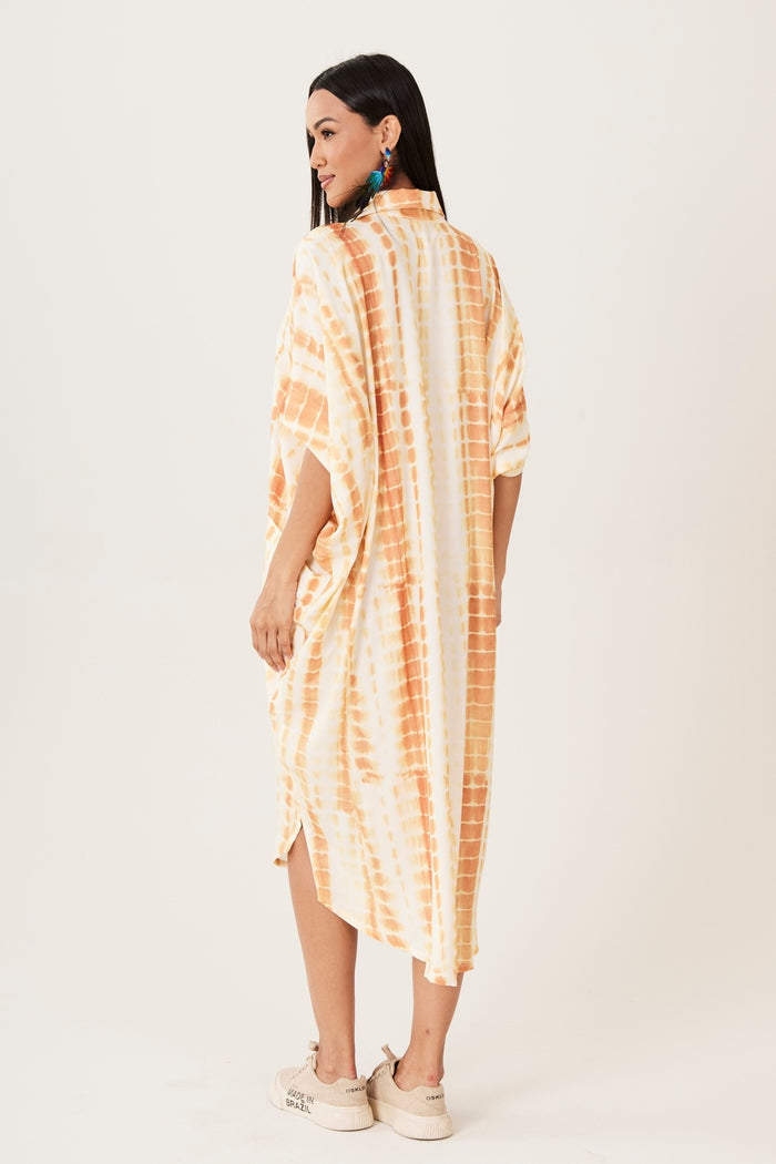 Chemise Midi Amarelo Escuro Tie Dye Digital Yacamim N2