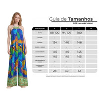 Macacão Longo Pantalona Frente Única Azul Estampado Yacamim O7