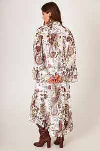 Chemise Longa Tule Branca Estampa Cashmere Yacamim M10