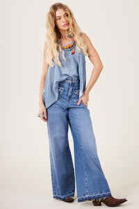 Calça Pantalona Azul Jeans Yacamim H1