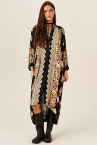 Chemise Longa Preto Estampado Yacamim L5