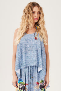 Regata Alongada Costas Azul Estampada Yacamim A9