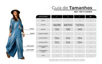 Calça Pantalona Sem Bolsos Azul Estampado Yacamim A39