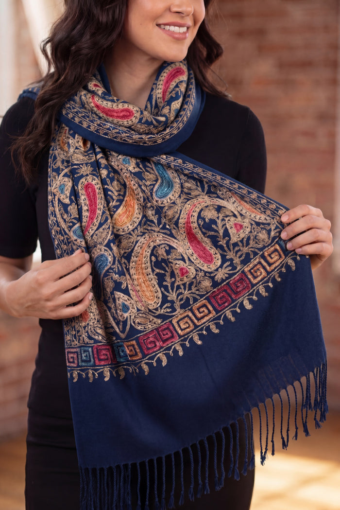 Pashmina Cashmere Azul Escuro Yacamim #1078