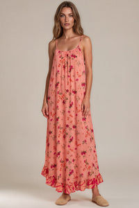 Vestido Midi De Alças Reguláveis Goiaba Patchwork Yacamim C3